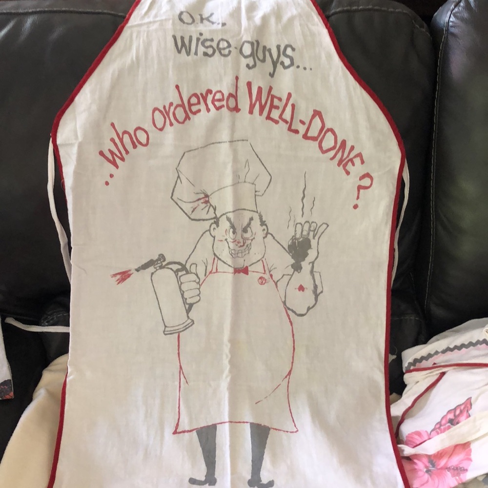 OK, Wise Guy who Ordered Well Done? Mid-century Modern cotton apron